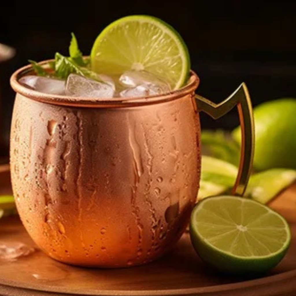 Snoski Mule cocktail in copper Snoski glass with lime wedge